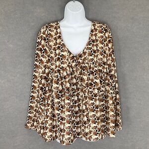 Entro Floral Print Tunic Top Womens Sz S V-Neck Babydoll Flowy‎ Peasant Bohemian